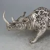 Chinois Fengshui Argent Cuivre Bête Kirin Kylin Le Rhinocéros Rhinocéros standbeeld