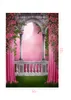Susu Wiosna Zdjęcie Studio Tła Galeria Garden Pink Curtain Photography Backdrops Balkon 5x7ft na ślub Fotografia rekwizyty