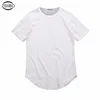 湾曲した裾のヒップホップTシャツ男性2021夏の空白の拡張メンズTシャツ都市KPOP男性ティーシャツ服