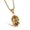 Guld / Silver Buddha Halsband Hängsmycke Rostfritt stål Smycken för män Presenter med fri kedja 22 '' * 3mm Rolo Chain