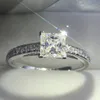 Vecalon joyería de moda anillo de mujer corte princesa 2ct diamante Cz 925 plata esterlina compromiso femenino anillo de boda