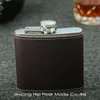 Genuine leather hip flask 6 oz 18/8 stainless steel with screw cap, food degree , suit for engraved
