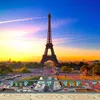 파리 에펠 탑 사진 배경 아름다운 도시보기 푸른 하늘 일몰 경치 좋은 배경 야외 결혼식 사진 촬영 배경