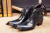 Zapatos de hombre 2018 Botas de hombre de tacón alto con punta de acero de alta calidad, botas altas ¡Tendencia de moda de hombre de botas de cuero para hombre! UE37-46