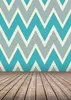 Blue and Grey Chevron Wall Backdrops Back Drop Photography Digital Printing Wooden Floor Vinyl Cloth Backgrounds for Children