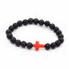 Nw Fashion Lava-rock Round Bead Cross Charm Bracelet Anti-fatigue Lava Brracelets Aromatherapy Rssential Oil Diffuser Jewelry