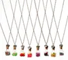 Gute A++ DIY Trockenblumen-Driftflaschen-Halskette, quadratische Glasflasche, Kristall-Anhänger, Ornamente WFN287 (mit Kette), Mischungsauftrag: 20 Stück
