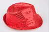 LED Jazz Hats Flashing Light Up Led Fedora Trilby Sequins Caps Fancy Dress Dance Party Hats men Christmas Festival Carnival Costumes