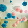 Partihandel-diameter 20cm 5st/Lot Paper Artificial Pompom Tissue Balls Flows For Home Wedding Party Bil Decoration Pompon Crafts Supplies