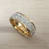 Full 5 fila Zircon Diamond Jewelry Envío gratis al por mayor Color de oro de acero inoxidable Anillos de boda EE.UU. Tamaño de los EEUU 7/8/9/10/12/12