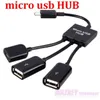 500pcs/lot* 3 in 1 micro USB Host OTG Hub Cable Adapter Dual Micro USB For Samsung Galaxy S7 S6 S3 S4 Google Nexus