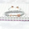 Top-Qualität Liebhaber Schmuck Großhandel grau String mit Micro Pave Clear CZ Liebe Pfeil Makramee Armbänder