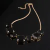 Nowy luksusowe urok Kryształ Naszyjnik Choker Biżuteria Goldcolor Big Leaf BIB Chunky Oświadczenie Maxi Naszyjnik N0226052879