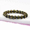 O Envio gratuito de 10 pçs / lote Requintado Pedra Semi-preciosa Natural Preto Onyx Contas de Oração Esculpida Pulseira OM Tibetano