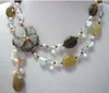 Nytt!elegent 2 rad blandade pärlor färgglada jade sten turkos halsband hänge