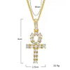 Egyptian Ankh With Cross Pendant Necklace Set Rhinestone Crystal Key To Life Egypt Cross Necklaces Hip Hop Jewelry Set