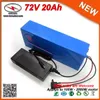 Powerful 2880W Lithium Battery 72V 20AH EBike Battery Pack Used 26650 20S4P Cell Li Ion Battery 40A BMS