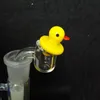 Duck UFO Carb Cap Solid Färgad Glas Gul Duck Dome 24mm För 4mm Termisk P Kvarts Banger Nails Vattenrör Bongs I lager