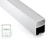 50 x 1m Sats / Lot anodiserad silver LED-band aluminiumprofil och super djup U-extruderingskanal för tak eller hängande ljus