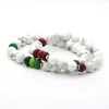 Unisex Couples Jewelry Whole 10pcs lot 8mm White Howlite Marble & Fire Agate Stone Distance Lovers Lucky Bracelets302O