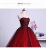 빈티지 레드 블랙 고딕 웨딩 드레스 아가 레이스 Tulle 코르셋 1950 년대 화려한 신부 가운 비 흰색 웨딩 드레스 Robe De Mariee