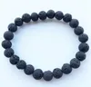 8mm couleur noire perles de pierre de lave naturelle brins bracelets porte-bonheur pour hommes femmes bijoux de mode