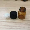 1 ml (1/4 DRAM) Amber Glass Vial Parfum Sample Fles met opening Meductor Zwart Plastic Cap