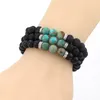 Bracelets en pierre de lave naturelle Diffuseur d'huiles essentielles 7 Chakra Yoga Énergie Stretch Bracelet Bracelet pour Hommes Femmes Bijoux Cadeau Kimter-B348S F