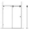 6.6FT Chrome Polished Walk Inline Sliding barn shower door twin roller frameless glass track hardware set kit USA New