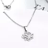 Everfast Fashion Stael Stal Naszyjnik, Nowy Moda Lotus Flower Wisiant Naszyjnik Kobiety Kids Long Chain Party Lucky Gift Sn004