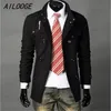 Atacado- Ailooge 2016 novo moda homens casaco de lã jaqueta de inverno trincheira casaco outerwear sobretudo de peito de peito pavão masculino
