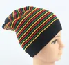 Mode Unisex elastische Reggae gestrickte Beanie Schädel Hut Regenbogen gestreifte Motorhaube Hüte Slouchy Frühling Gorro Caps für Männer und Frauen2403