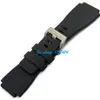 JAWODER Watchband 24mm New High-quality Watch Bands Stainless Steel Silver Buckle Black Diving Silicone Rubber Strap for BR204W