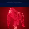 Gorilla Night Light USB Zasilanie Styl Siedem-kolorowy LED Creative 3D Domowa sypialnia Wystawa Hala Atmosphere