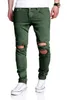 Pantaloni strappati dritti da uomo 2017 Brand New Hip Hop Jeans skinny verdi da uomo Slim Fit Biker Jeans Homme Pantaloni casual Trouser324G