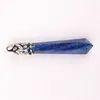60 * 10mm 이집트 블루 청금석 Lazuli 자연 석영 세미 - 귀중 한 돌 6 패싯 컷된 보석을 잘라 실버 도금 모자 보석 펜 던 트 목걸이