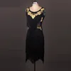 Noir Adulte / Filles Robe De Danse Latine Salsa Tango Cha Cha Compétition Dans La Salle De Bal Pratique Applique Strass Tassel Robe De Danse Sur Mesure