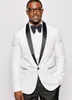 2021 Gorgeous Custom Custom White Tuxedo Jacket Black Châle Revers Wroom Mariage Mariage pour hommes Formal Business Wear (veste + pantalon)