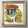 Flower Car, handgjorda korsstygn, Florial Style DIY Needlework Sets Broder räknat tryckt på duk DMC 11ct 14ct, DIY heminredning