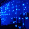 96 LEDs 3,5m 216 led 5m LED Corda de led borboleta AC220V Cortina à prova d'água Luzes de férias Natal Ano novo Guirlanda Decoração de casamento UW