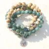 SN1005 Moss Agate Picture Jasper 108 Mala Beads Yoga Collana Albero della vita Mala Wrap Bracciale Tutto sulla natura e gioielli per la meditazione