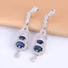 Luxe Sapphire Drop Earrings Natural Sapphire Gemstone Dangle Solid 925 Silver Edelsteen Oorbellen voor Woman Silver Sapphire Sieraden