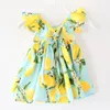 vestito da spiaggia floreale per ragazze senza schienale in cotone limone vestito da halter senza schienale estivo per bambini carino vestito da fiori vintage per bambini gratis