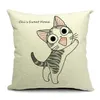 Cat Pillow Cover 9 Styles 45x45cm Cotton Linen Cat Pattern Cushion Cover Thick Throw Pillow Case for Home Office Sofa