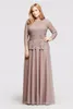 Glitter Lace Long Sleeve Dress 3/4 Sleeves 757727D Mocha Sexy Mother of the Bridal Dres Wedding Party Dress Formal Dresses