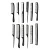 Groothandel 12 Stijl Kappers Zwart Haar Snijkam Carbon Haarstaart Kammen Verschillende Design Pro Salon Barber Styling Tools