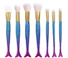 Most popular 7pcs 3D Mermaid Makeup Brushes Foundation outline High light Brushes A variety of mixed together