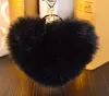 12CM similar Faux heart Rabbit fur key chains heart big size fluffy plush keychain car keyring Bag Pendant