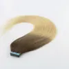 Balayage Couleur # 8 # 613 Top Grade Haute Qualité Vierge Remy Cheveux Raides Sans Soudure Cheveux Humains PU Bande Extension De Cheveux 100G Par Bundle