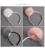 3 Kolor Opcjonalna Lampa Head Hoop Big Hair Quality Pompons Królik Włosy Zespół Biżuteria Włosów Tiarry